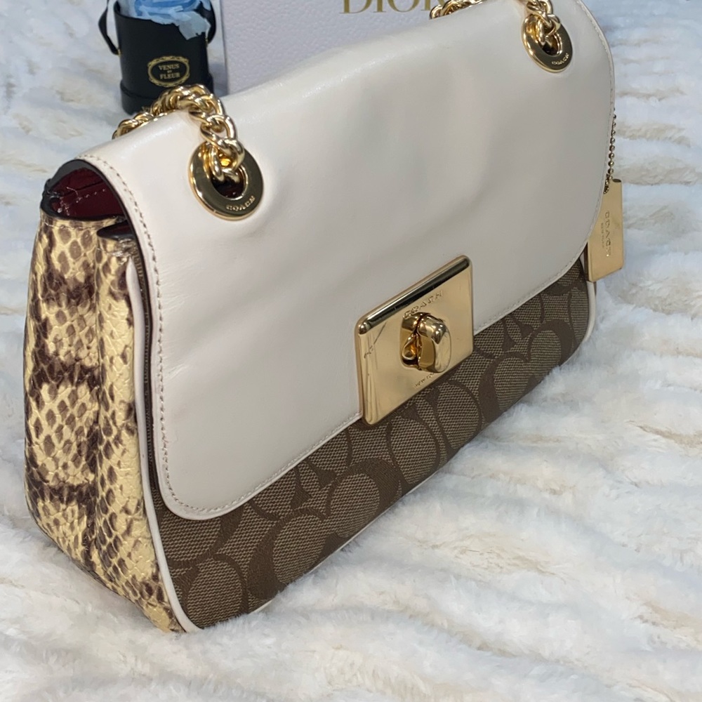 COACH Signature Canvas Bag Snake Leather print $350